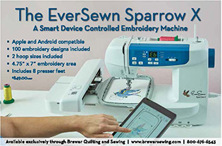 Brewer Sewing advertising EverSewn Sparrow X